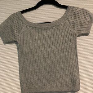 light grey off the shoulder crop top